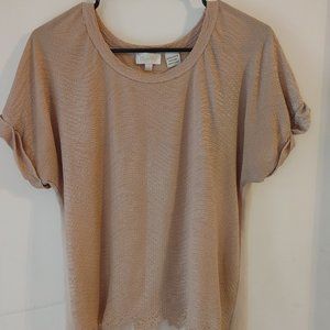 Miss Me - Sparkly Gold High Low Blouse with Sheer Back